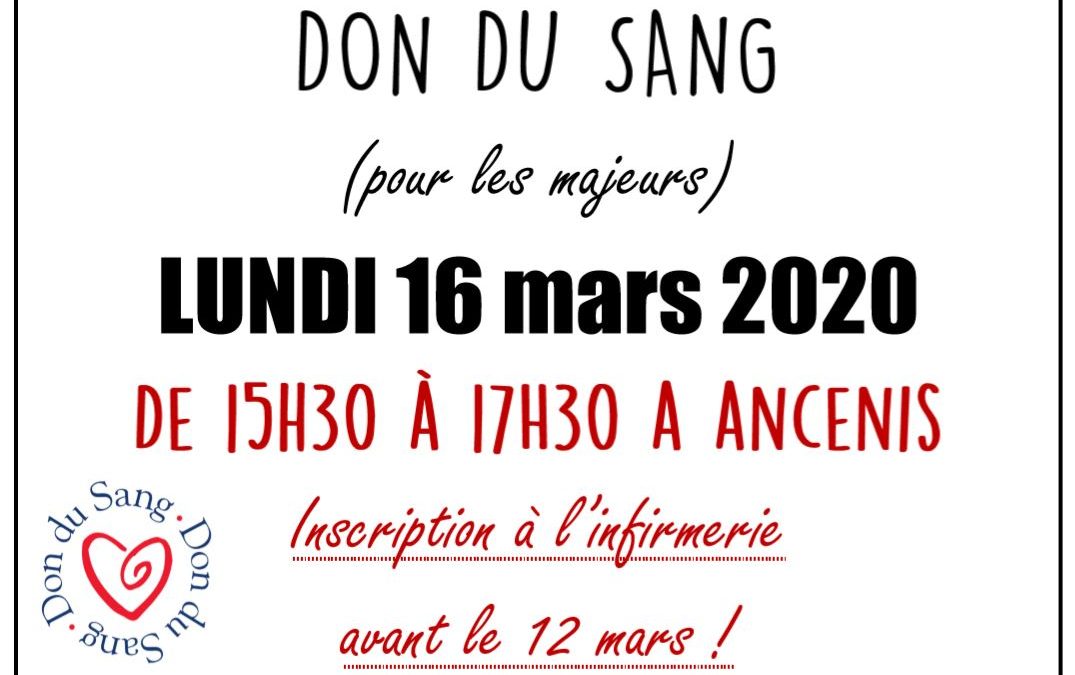 Deuxième campagne du don du sang pour les élèves majeurs volontaires