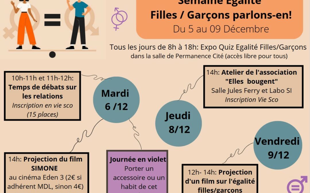 Semaine égalité filles-garçons, parlons-en !