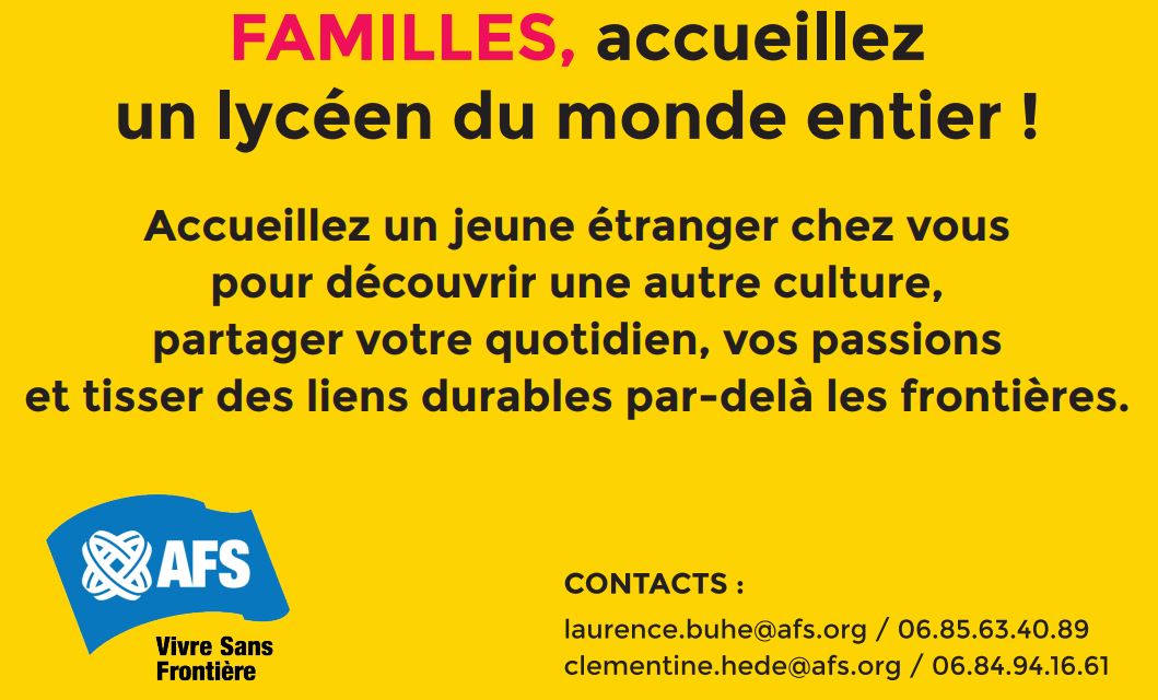 L’association AFS recherche des familles d’accueil pour la rentrée.